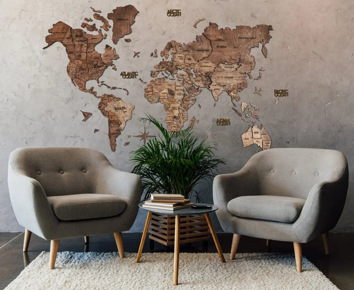 1Wall Neutral World Map Feature Wall Wallpaper Mural 3.15 x 2.32m, Wood,  Beige, 1 x 315 x 232 cm : Amazon.co.uk: DIY & Tools