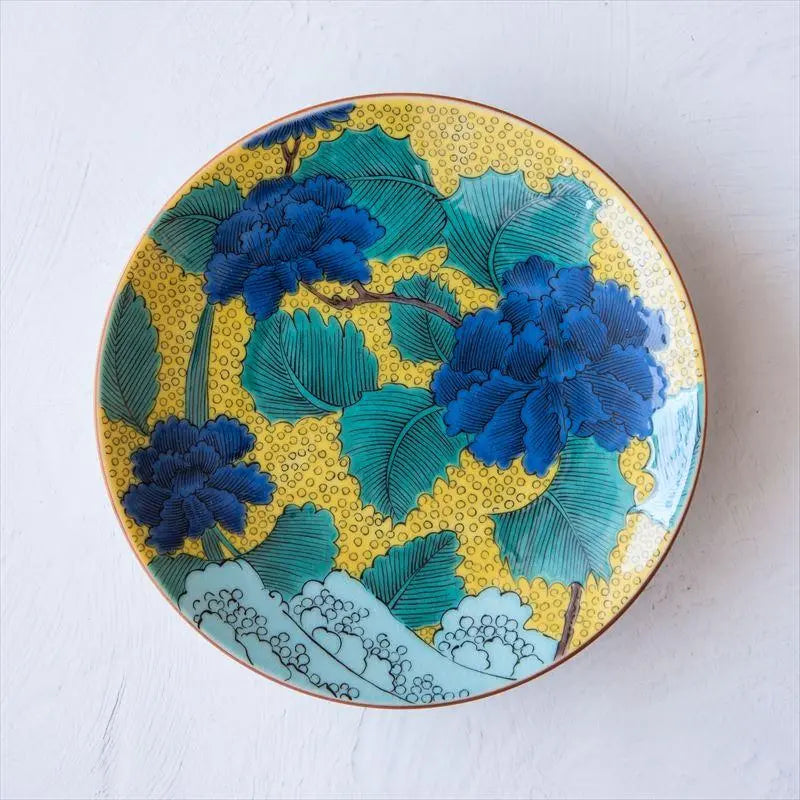 Yoshidaya Blue Peony Kutani Ware - 15cm Plate (土坡牡丹) Super Delivery - KUTANIYAKI TOUJUDOU
